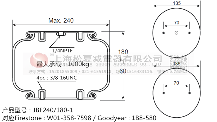 JBF240-180-1橡膠<a href='http://www.hopewithlife.com/' target='_blank'><u>空氣彈簧</u></a>