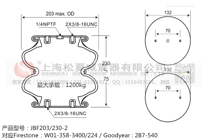 JBF203/230-2橡膠<a href='http://www.hopewithlife.com/' target='_blank'><u>空氣彈簧</u></a>