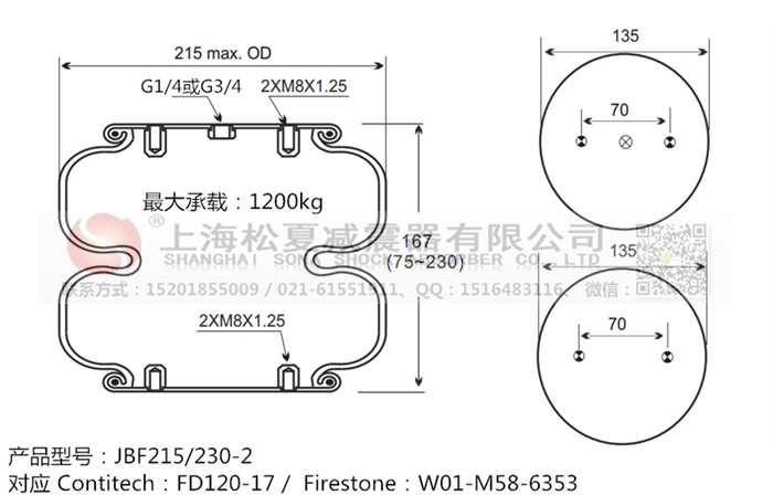 JBF215/230-2橡膠<a href='http://www.hopewithlife.com/' target='_blank'><u>空氣彈簧</u></a>