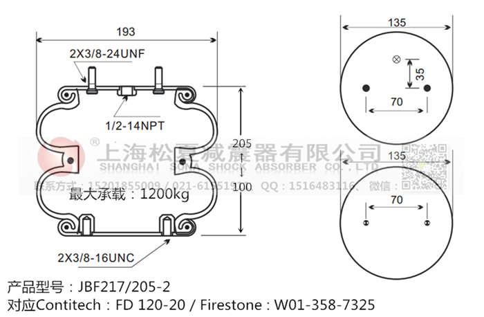 JBF217/205-2橡膠<a href='http://www.hopewithlife.com/' target='_blank'><u>空氣彈簧</u></a>