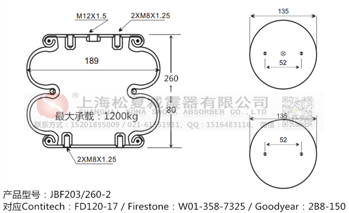 JBF203/260-2橡膠<a href='http://www.hopewithlife.com/' target='_blank'><u>空氣彈簧</u></a>